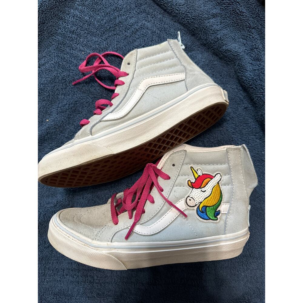 Van Off The Wall Silver Glitter Unicorn High Top Skateboard Shoe Kid's Size 2.5